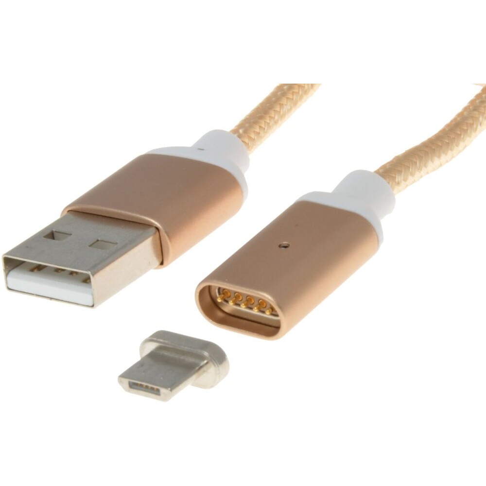 PremiumCord kabel micro USB 2.0 - USB A-B magnetický 1m zlatý