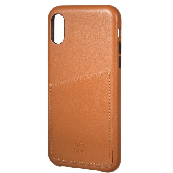 iWant PU kožený obal s kapsou Apple iPhone XR hnědý