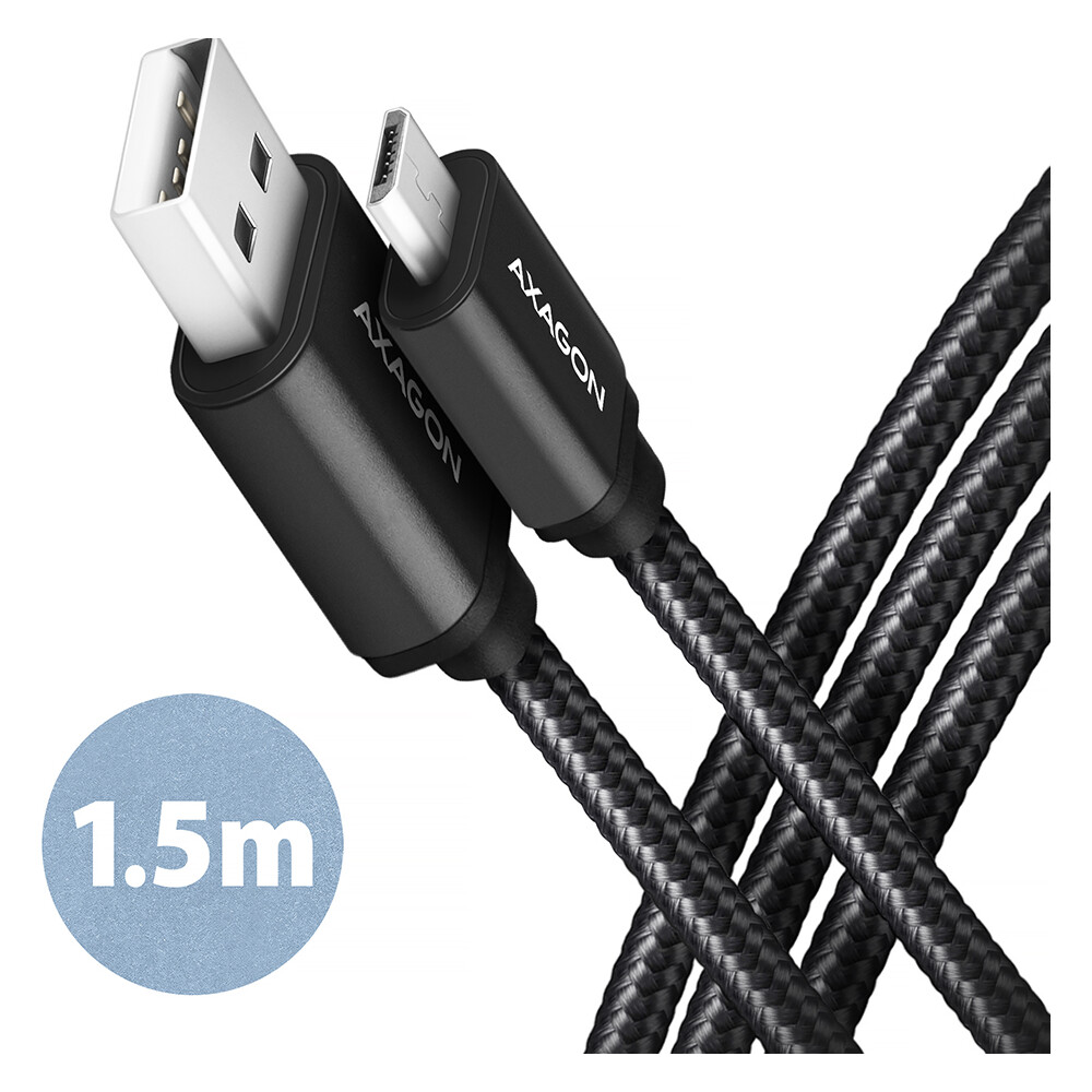 AXAGON kabel Micro USB - USB-A 1,5m černý