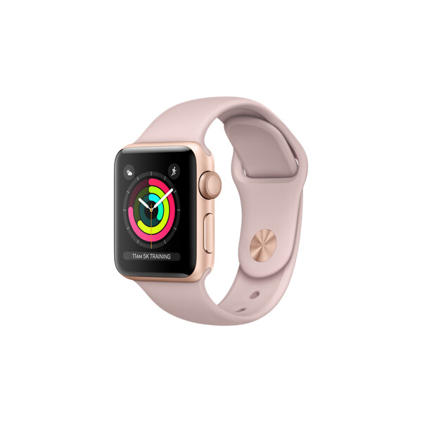Apple Watch Series 3 38mm zlatý hliník s pískově růžovým sportovním řemínkem (2017)