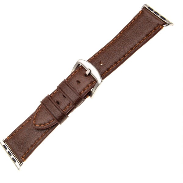 FIXED Berkeley Kožený řemínek Apple Watch 42/44 mm se stříbrnou sponou, hnědý FIXED