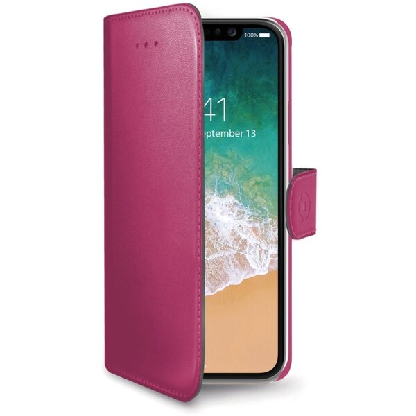 CELLY Wally flip pouzdro Apple iPhone X/XS růžové