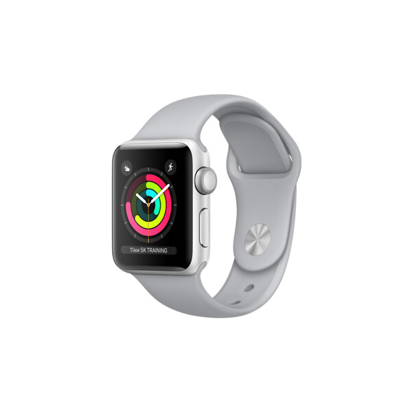 Apple Watch Series 3 38mm stříbrný hliník s mlhově šedým sportovním řemínkem (2017)