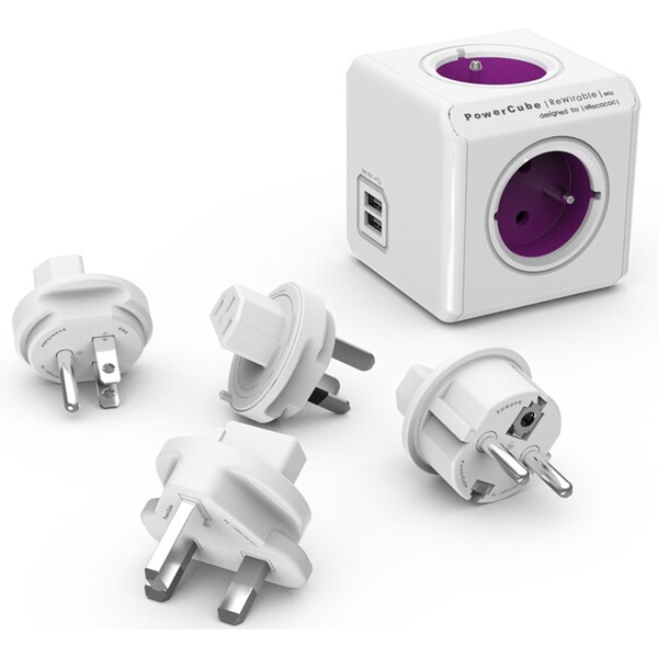 PowerCube ReWirable USB + Travel Plugs zásuvka fialová