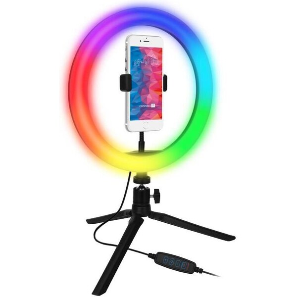 CONNECT IT Selfie10RGB kruhové 10" RGB LED světlo s držákem