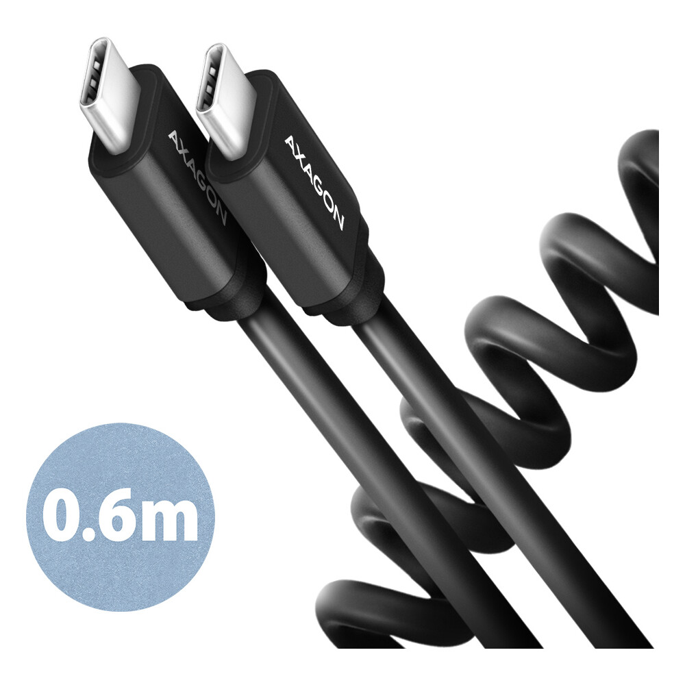 AXAGON TWISTER kabel USB-C - USB-C 0,6m černý