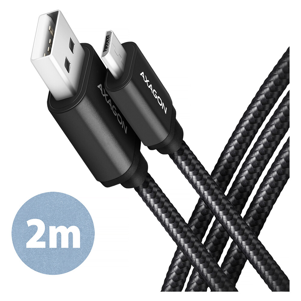 AXAGON kabel Micro USB - USB-A 2m černý