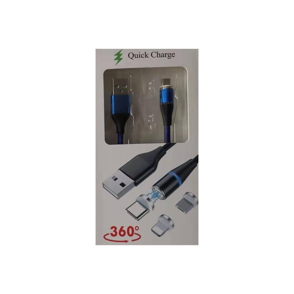 PremiumCord Magnetický micro USB a USB-C nabíjecí a datový kabel 1m, modrý