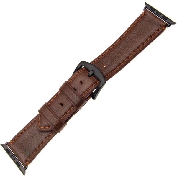 FIXED Berkeley Kožený řemínek Apple Watch 42/44 mm s černou sponou, velikost L, hnědý FIXED